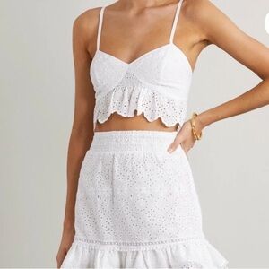 Charo Ruiz White Eyelet Crop Top